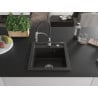 Mexen Vito Granitspüle 1-beckig mit Küchenarmatur Aster, schwarz/goldmetallisch- 6503-75-73450-07