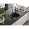 Mexen Vito Granitspüle 1-beckig mit Küchenarmatur Aster, schwarz/goldmetallisch- 6503-75-73450-07