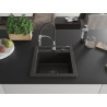 Mexen Vito Granitspüle 1-Becken mit Küchenarmatur Aster, Schwarz/Gold Metallic- 6503-75-73450-07-B