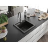 Mexen Vito Granitspüle 1-Becken mit Küchenarmatur Aster, Schwarz/Gold Metallic- 6503-75-73450-07-B
