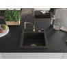 Mexen Vito granitspüle 1-becken mit küchenarmatur Aster, schwarz/gold metallic - 6503-75-73450-57-G