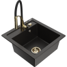 Mexen Vito granitspüle 1-becken mit küchenarmatur Aster, schwarz/gold metallic - 6503-75-73450-57-G