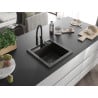 Mexen Vito Granitspüle 1-Becken mit Küchenarmatur Aster, Schwarz/Gold Metallic- 6503-75-73450-70-B