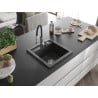 Mexen Vito Granitspüle 1-beckig mit Küchenarmatur Aster, schwarz gesprenkelt - 6503-76-73450-07