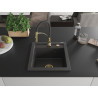Mexen Vito Granitspüle 1-Becken mit Küchenarmatur Aster, schwarz gesprenkelt - 6503-76-73450-57-G