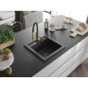 Mexen Vito Granitspüle 1-Becken mit Küchenarmatur Aster, schwarz gesprenkelt - 6503-76-73450-57-B
