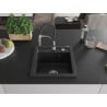 Mexen Vito Granitspüle einbecken mit Küchenarmatur Aster, schwarz - 6503-77-73450-07