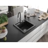 Mexen Vito Granitspüle einbecken mit Küchenarmatur Aster, schwarz - 6503-77-73450-07