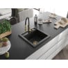 Mexen Vito Granitspüle 1-Becken mit Küchenarmatur Aster, schwarz - 6503-77-73450-57-G