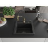 Mexen Vito 1-teilige Granitspüle mit Küchenarmatur Aster, schwarz - 6503-77-73450-57-B