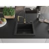 Mexen Vito Granitspüle 1-Kammer mit Küchenarmatur Aster, schwarz - 6503-77-73450-57-B