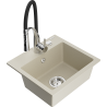 Mexen Milo Granitspüle 1-Becken mit Küchenarmatur Aster, beige - 6505-69-73450-07