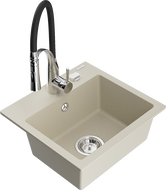 Mexen Milo Granitspüle 1-Becken mit Küchenarmatur Aster, beige - 6505-69-73450-07