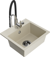 Mexen Milo Granitspüle 1-Becken mit Küchenarmatur Aster, beige - 6505-69-73450-07-B