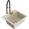 Mexen Milo Granitspüle 1-becken mit Küchenarmatur Aster, beige - 6505-69-73450-57-G