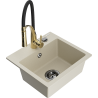 Mexen Milo Granit-Spülbecken 1-Kammer mit Küchenarmatur Aster, beige - 6505-69-73450-57-B