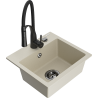 Mexen Milo Granitspüle 1-Becken mit Küchenarmatur Aster, Beige - 6505-69-73450-70-B