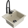 Mexen Milo Granitspüle 1-beckig mit Küchenarmatur Aster, beige - 6505-69-73450-70-B