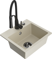 Mexen Milo Granitspüle 1-Becken mit Küchenarmatur Aster, Beige - 6505-69-73450-70-B