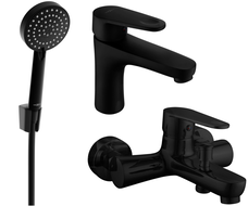 Mexen Kama R75 Badewannenset, schwarz - 72503R75-70