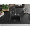 Mexen Milo Granitspüle, 1-becken mit Küchenarmatur Aster, schwarz/silber metallic - 6505-73-73450-07-B