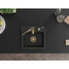 Mexen Milo granitspüle 1-beckig mit küchenarmatur Aster, schwarz/silber-metallic - 6505-73-73450-57-G
