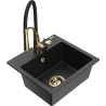Mexen Milo Granitspüle 1-Becken mit Küchenarmatur Aster, schwarz/silber metallic - 6505-73-73450-57-G