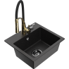 Mexen Milo Granitspüle 1-Becken mit Küchenarmatur Aster, schwarz/silber-metallic - 6505-73-73450-57-B