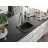 Mexen Milo Granitspüle 1-beckig mit Küchenarmatur Aster, schwarz/gold-metallic - 6505-75-73450-57-B