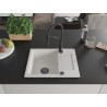 Mexen Enzo 1-Becken Granitspüle mit Abtropffläche und Küchenarmatur Aster, weiß - 6506-20-73450-70-B
