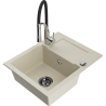 Mexen Enzo Granitspüle 1-Becken mit Abtropffläche und Küchenarmatur Aster, beige - 6506-69-73450-07-B