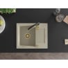 Mexen Enzo Granitspüle 1-beckig mit Abtropffläche und Küchenarmatur Aster, Beige - 6506-69-73450-57-G