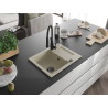 Mexen Enzo Granitspüle 1-Becken mit Abtropfbereich und Küchenarmatur Aster, beige - 6506-69-73450-70-B