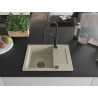 Mexen Enzo Granitspüle 1-Becken mit Abtropfbereich und Küchenarmatur Aster, beige - 6506-69-73450-70-B