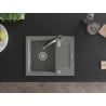 Mexen Enzo Granitspüle 1-Becken mit Abtropffläche und Küchenarmatur Aster, grau - 6506-71-73450-07