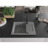 Mexen Enzo 1-Kammer Granitspüle mit Abtropffläche und Küchenarmatur Aster, grau - 6506-71-73450-70-B