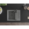 Mexen Enzo 1-Kammer Granitspüle mit Abtropffläche und Küchenarmatur Aster, grau - 6506-71-73450-70-B