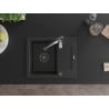 Mexen Enzo 1-Komponenten-Granitspüle mit Abtropffläche und Küchenarmatur Aster, schwarz/silber metallic - 6506-73-73450-07-B