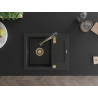 Mexen Enzo Granitspüle 1-Becken mit Abtropffläche und Küchenarmatur Aster, schwarz/silber metallic - 6506-73-73450-57-G