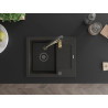 Mexen Enzo Granitspüle 1-Becken mit Abtropffläche und Küchenarmatur Aster, schwarz/gold metallic - 6506-75-73450-57-B