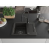 Mexen Enzo Granitspüle 1-Becken mit Abtropffläche und Küchenarmatur Aster, schwarz/gold metallic - 6506-75-73450-70-B