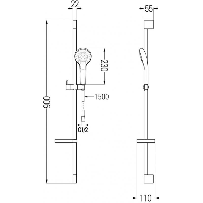 Mexen Kama DS05 Badewannen-Set, Chrom - 72513DS05-00