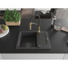 Mexen Enzo granitspüle 1-becken mit abtropf und küchenarmatur Aster, schwarz gesprenkelt - 6506-76-73450-57-B