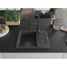 Mexen Enzo granit spülbecken 1-becken mit abtropffläche und küchenarmatur Aster, schwarz gesprenkelt - 6506-76-73450-70-B