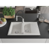 Mexen Gaspar Granitspüle 1,5-Kammern mit Abtropffläche und Küchenarmatur Aster, weiß - 6507-20-73450-07