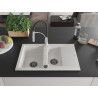 Mexen Gaspar Granitspüle 1,5-Becken mit Abtropffläche und Küchenarmatur Aster, weiß - 6507-20-73450-07-B