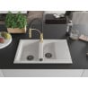 Mexen Gaspar Granitspüle 1,5-Becken mit Abtropffläche und Küchenarmatur Aster, weiß - 6507-20-73450-57-B