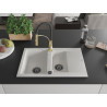 Mexen Gaspar Granitspüle 1,5-Kammer mit Abtropffläche und Küchenarmatur Aster, weiß - 6507-20-73450-57-B