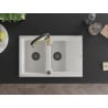 Mexen Gaspar Granitspüle 1,5-Becken mit Abtropffläche und Küchenarmatur Aster, weiß - 6507-20-73450-57-B
