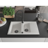 Mexen Gaspar 1,5-Schalen Granitspüle mit Abtropffläche und Küchenarmatur Aster, weiß - 6507-20-73450-70-B